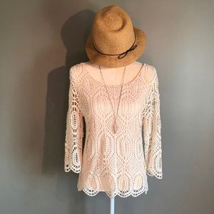 Adiva Lace Crochet Blouse Top Size Small